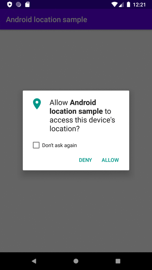 Runtime permission dialog