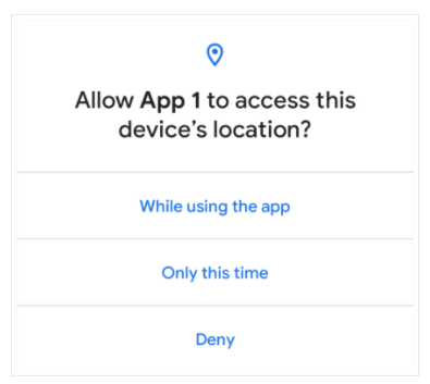 Android 11 system location permission dialog