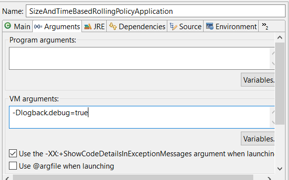 LogBack debug using VM arguments