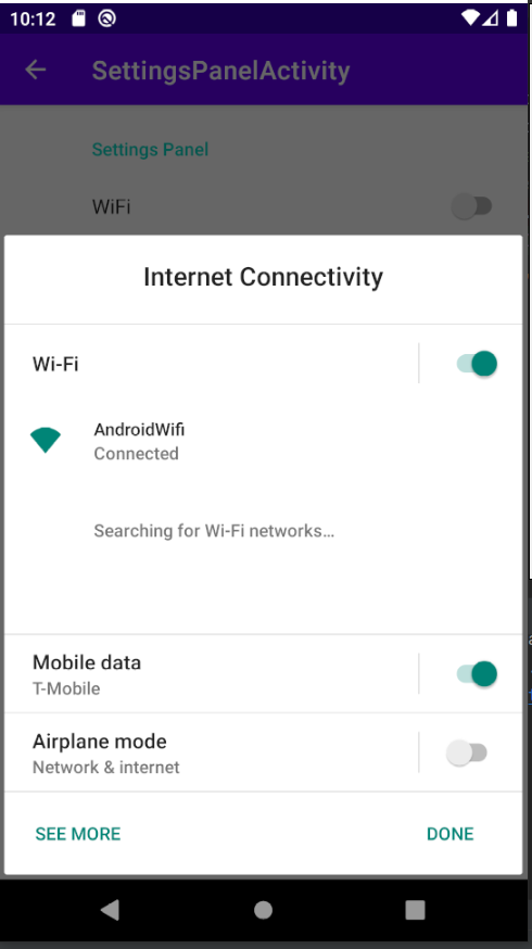 Internet connectivity settings